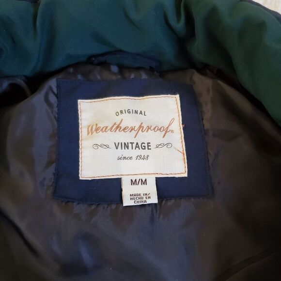 Men's Weatherproof Vintage Puffer Vest Navy Blue Size Medium 100% Polyester - Picture 2 of 5